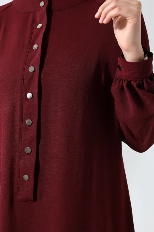 ÇıtÇıtlı Elbise - Bordo