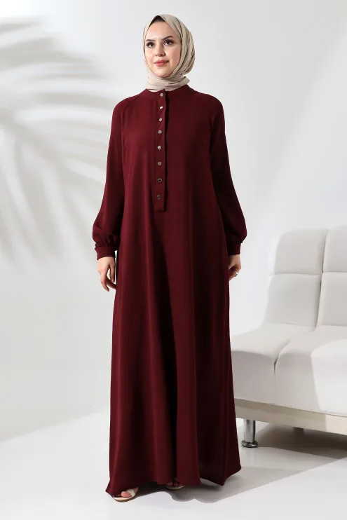 ÇıtÇıtlı Elbise - Bordo