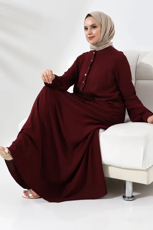 ÇıtÇıtlı Elbise - Bordo