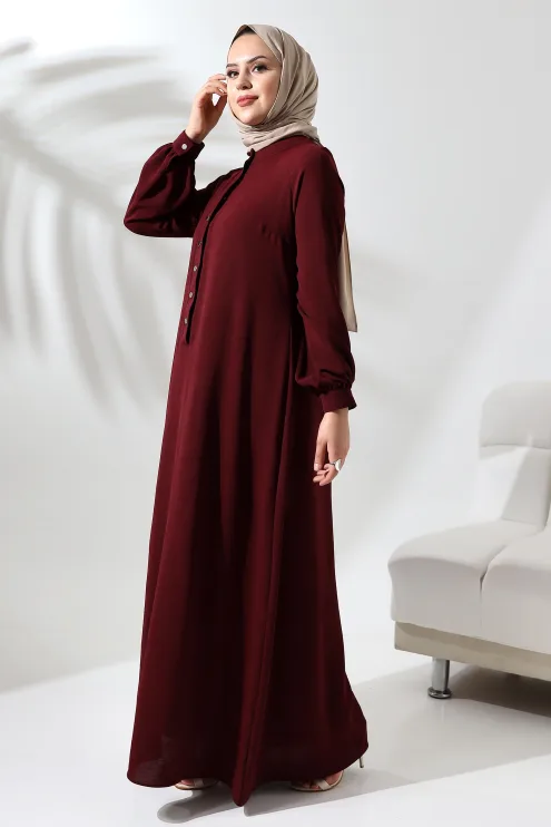 ÇıtÇıtlı Elbise - Bordo