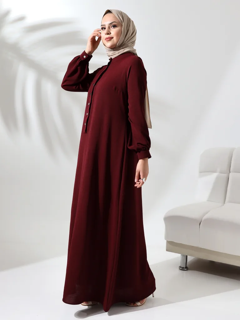 ÇıtÇıtlı Elbise - Bordo