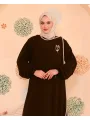 Elif Vav Detaylı Ferace - Acı Kahve