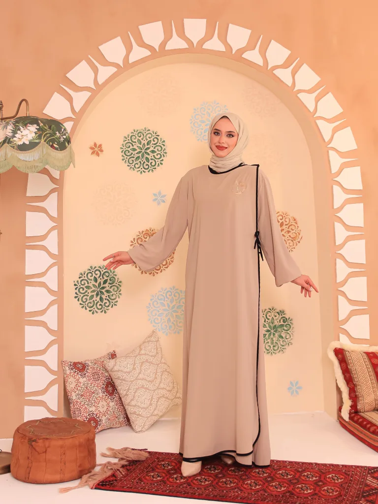 Elif Vav Detaylı Ferace - Bej
