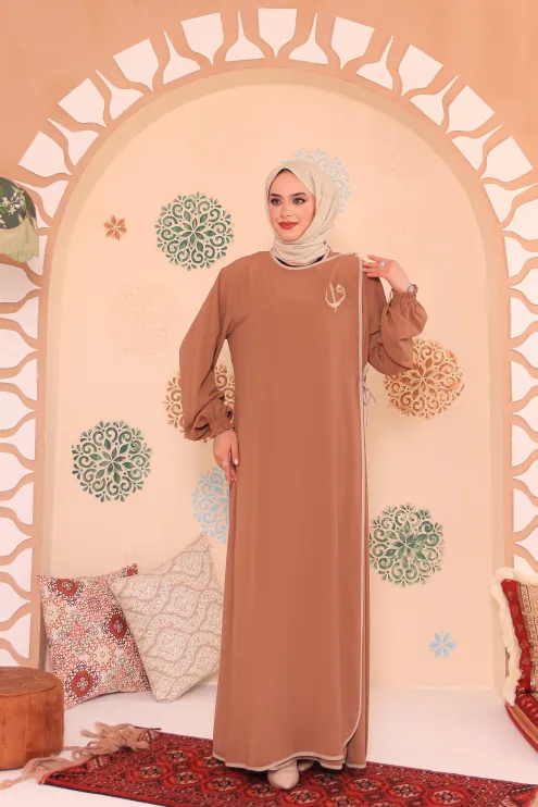 Elif Vav Detaylı Ferace - Camel