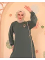 Elif Vav Detaylı Ferace - Mint Yeşili