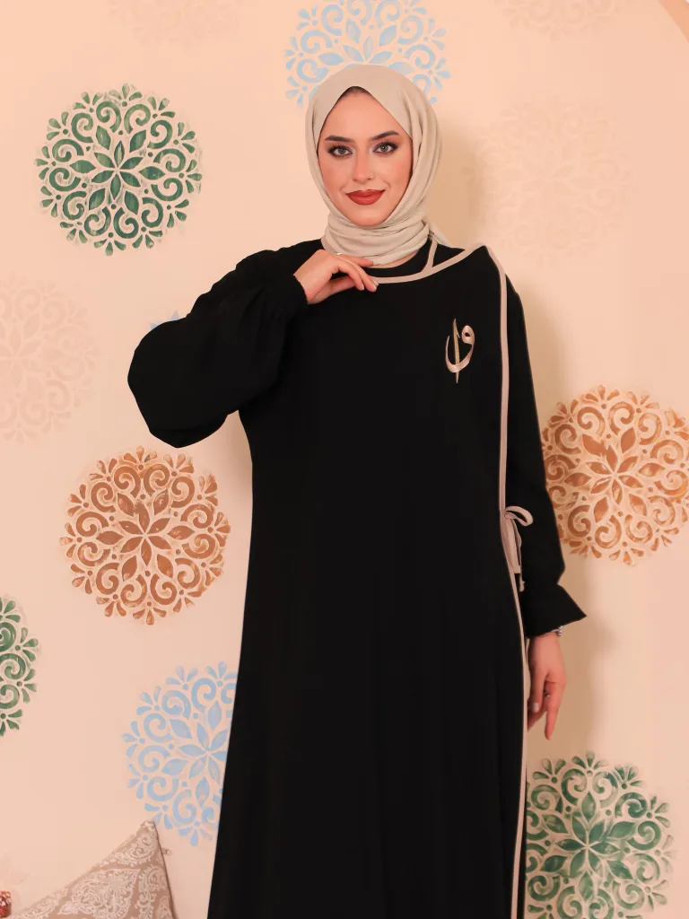 Elif Vav Detaylı Ferace - Siyah