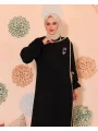 Elif Vav Detaylı Ferace - Siyah
