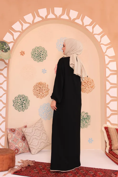 Elif Vav Detaylı Ferace - Siyah