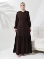 Fırfırlı Hürrem Elbise Ferace - Acı Kahve