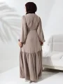 Fırfırlı Hürrem Elbise Ferace - Bej