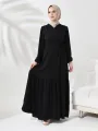 Fırfırlı Hürrem Elbise Ferace - Siyah