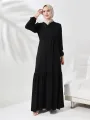 Fırfırlı Hürrem Elbise Ferace - Siyah