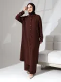 Gömlek Yaka ÇıtÇıtlı Takım - Acı Kahve