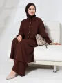 Gömlek Yaka ÇıtÇıtlı Takım - Acı Kahve