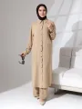 Gömlek Yaka ÇıtÇıtlı Takım - Bej