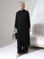 Gömlek Yaka ÇıtÇıtlı Takım - Siyah