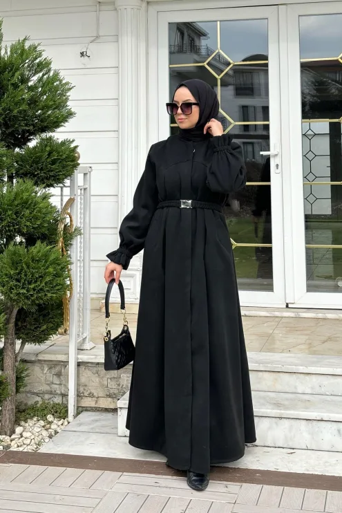 Kaşe Kloş Kaban - Siyah