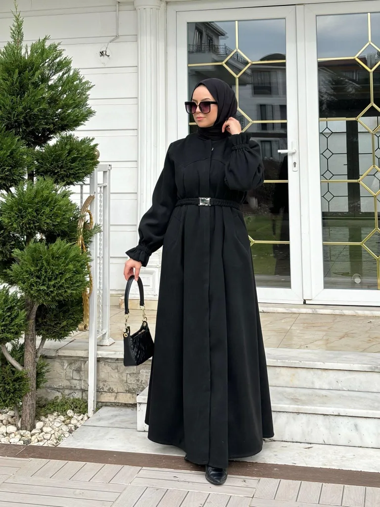 Kaşe Kloş Kaban - Siyah