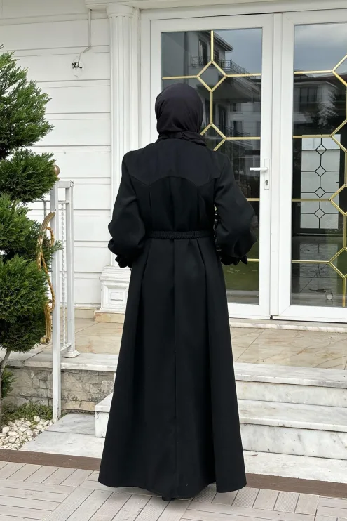 Kaşe Kloş Kaban - Siyah