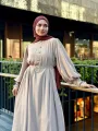 Kristal Taşlı Abaya - Bej