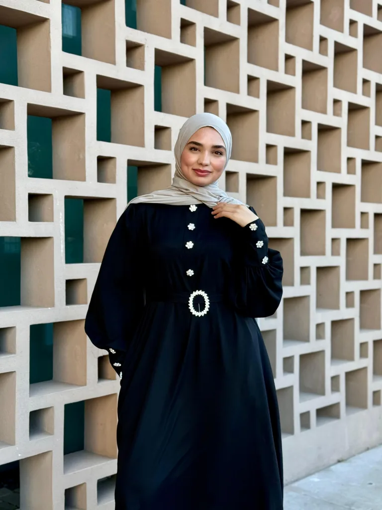 Kristal Taşlı Abaya - Siyah