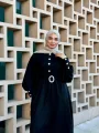 Kristal Taşlı Abaya - Siyah