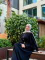 Kristal Taşlı Abaya - Siyah