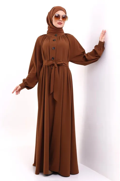 Patlı Elbise - Taba