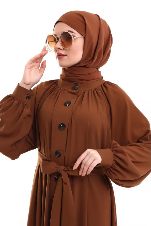 Patlı Elbise - Taba