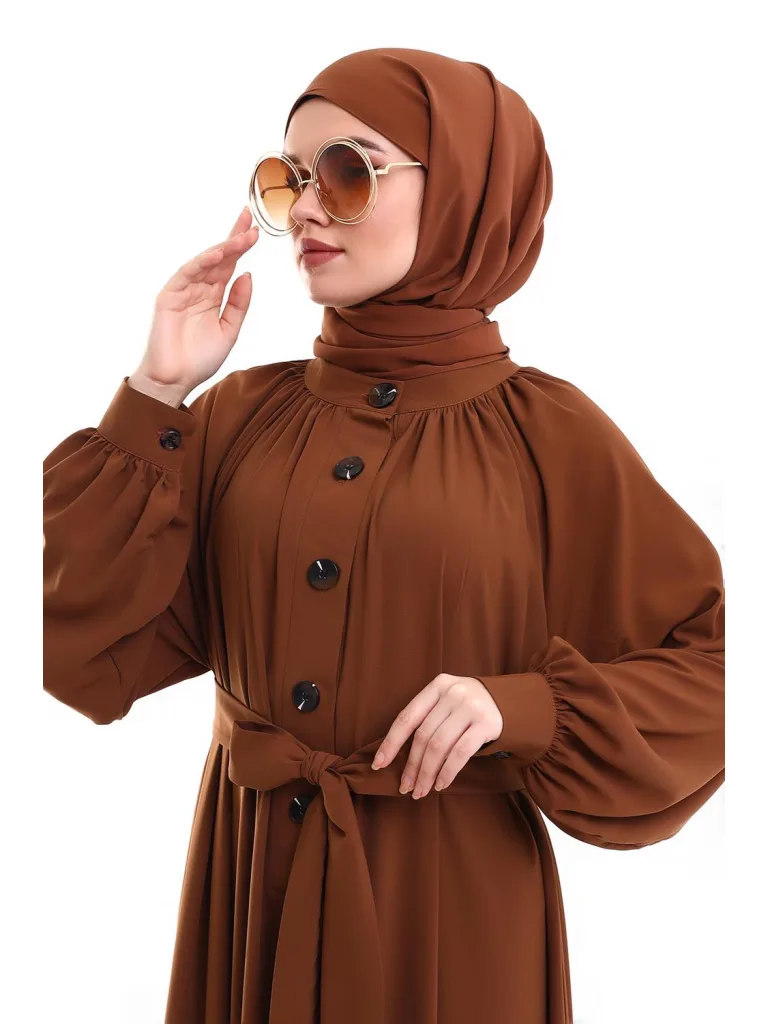 Patlı Elbise - Taba