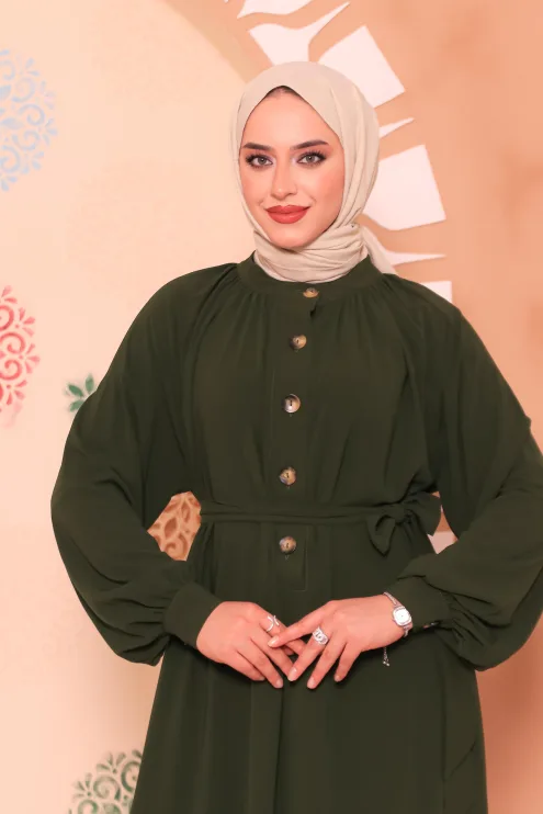 Patlı Elbise - Yeşil