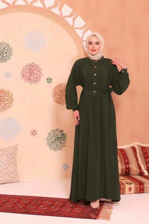 Patlı Elbise - Yeşil