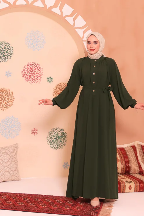Patlı Elbise - Yeşil