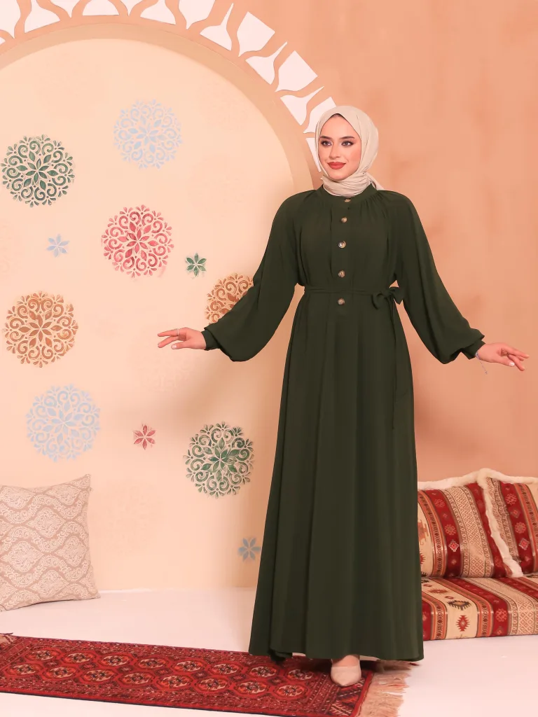 Patlı Elbise - Yeşil
