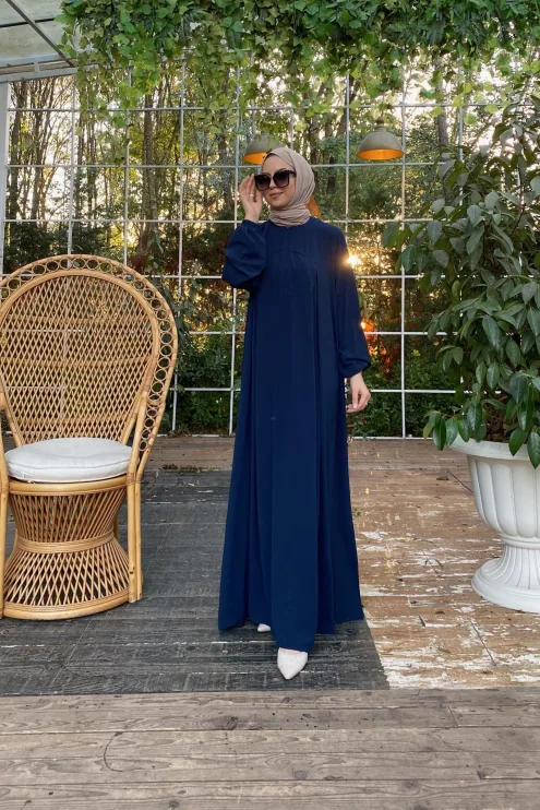 Rabia Robalı Elbise - Lacivert