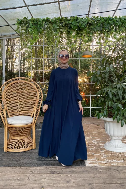 Rabia Robalı Elbise - Lacivert