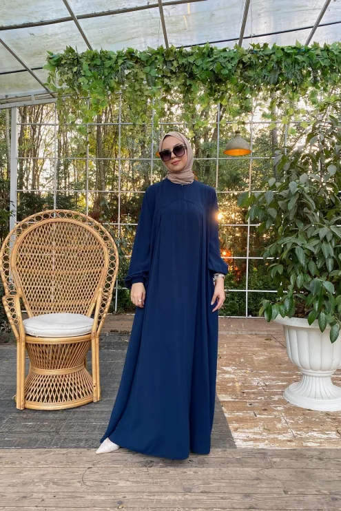 Rabia Robalı Elbise - Lacivert