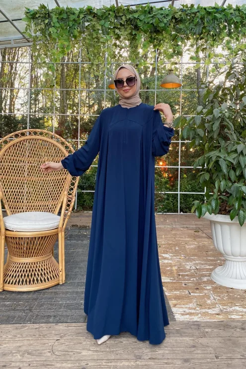 Rabia Robalı Elbise - Lacivert