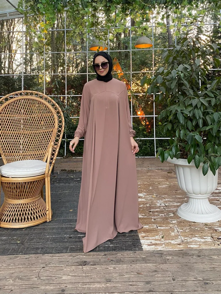 Rabia Robalı Elbise - Camel