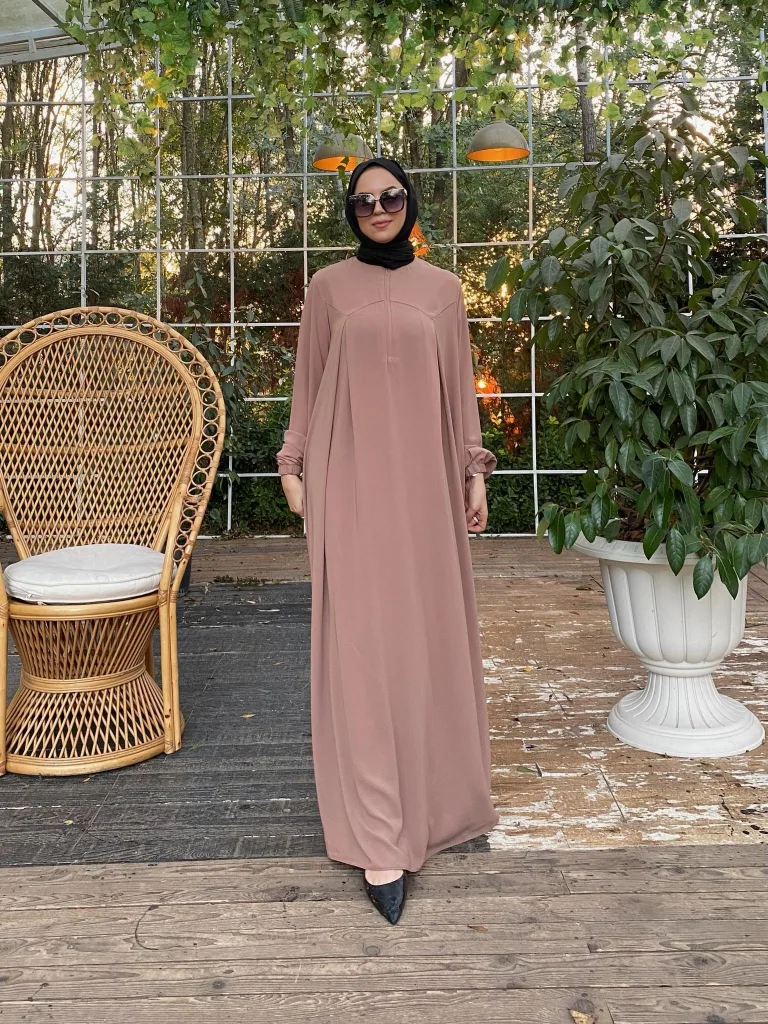 Rabia Robalı Elbise - Camel