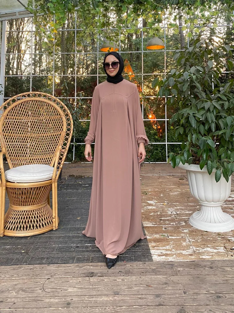 Rabia Robalı Elbise - Camel