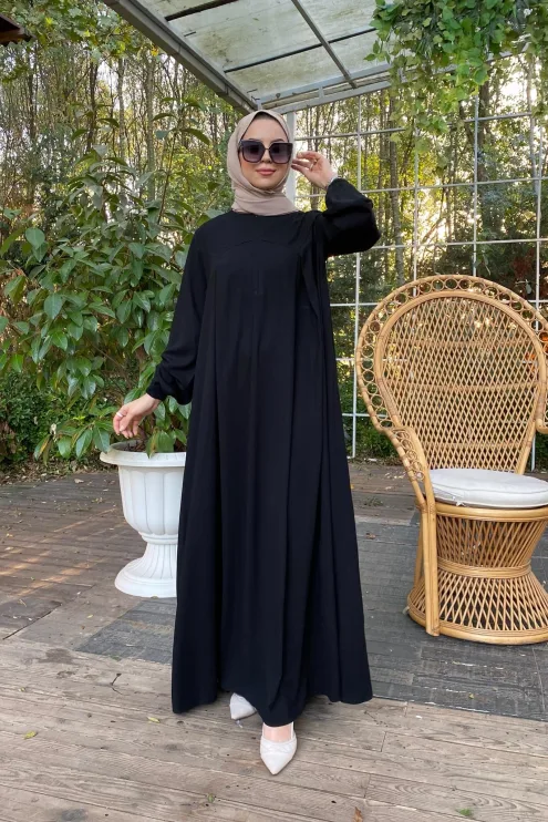 Rabia Robalı Elbise - Siyah