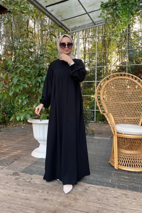 Rabia Robalı Elbise - Siyah