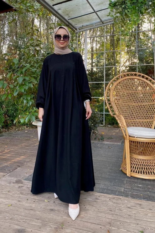 Rabia Robalı Elbise - Siyah