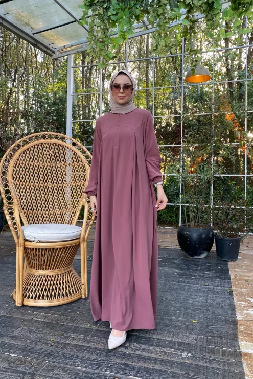 Rabia Robalı Elbise - Gül Kurusu