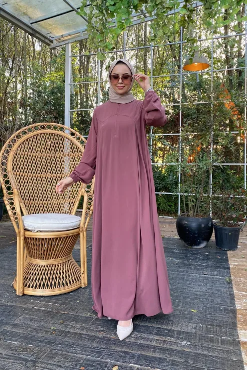 Rabia Robalı Elbise - Gül Kurusu