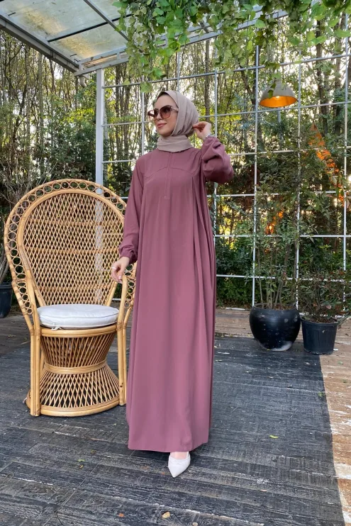 Rabia Robalı Elbise - Gül Kurusu