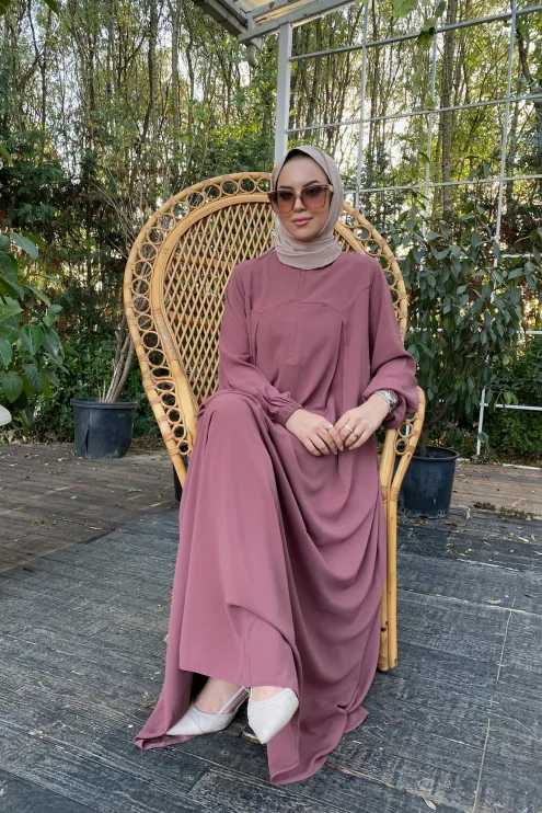 Rabia Robalı Elbise - Gül Kurusu