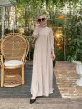 Rabia Robalı Elbise - Bej
