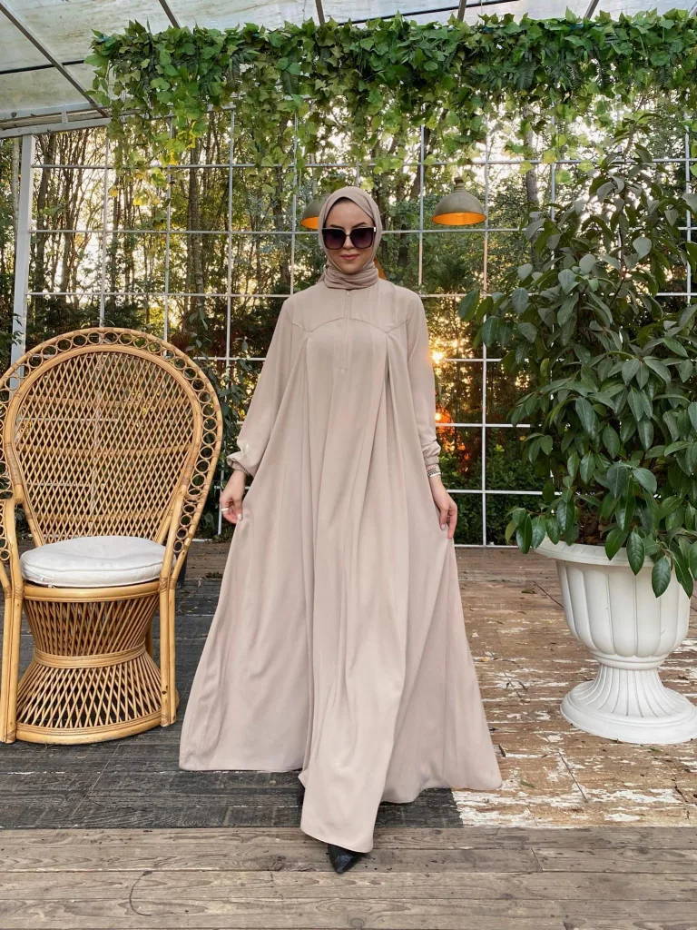 Rabia Robalı Elbise - Bej